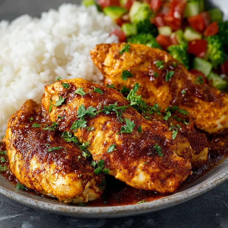 A plate of food with rice, broccoli, and chicken.
