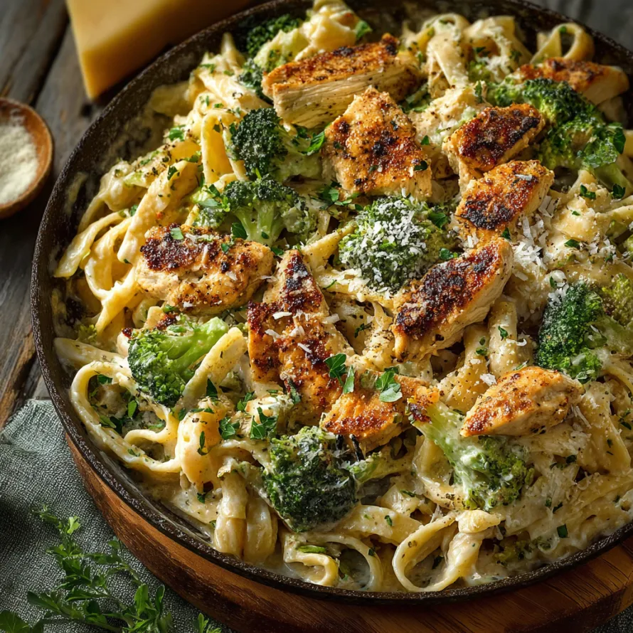 A delicious one pot Cajun chicken and broccoli Alfredo.