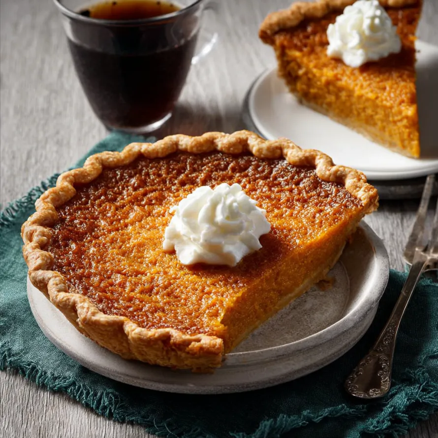 A slice of Southern Sweet Potato Pie.