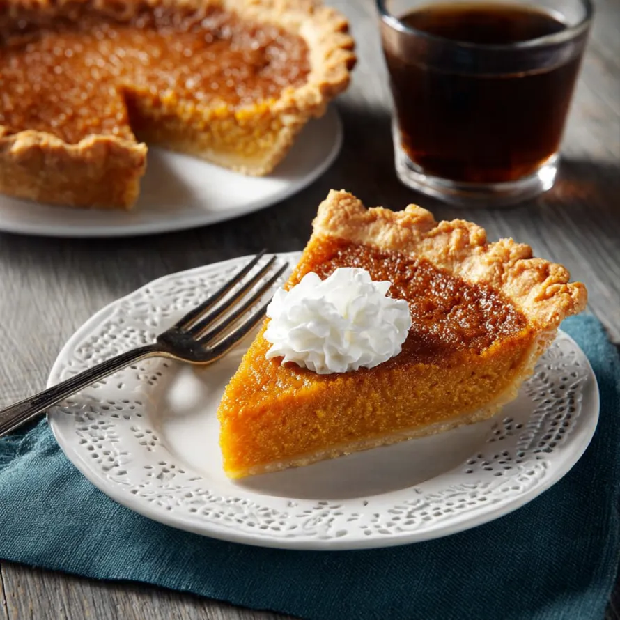 A slice of Southern Sweet Potato Pie.