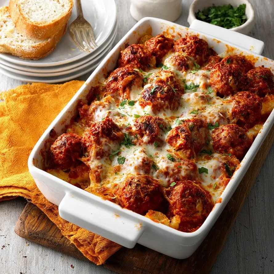 A white bowl filled with meatballs and cheese.