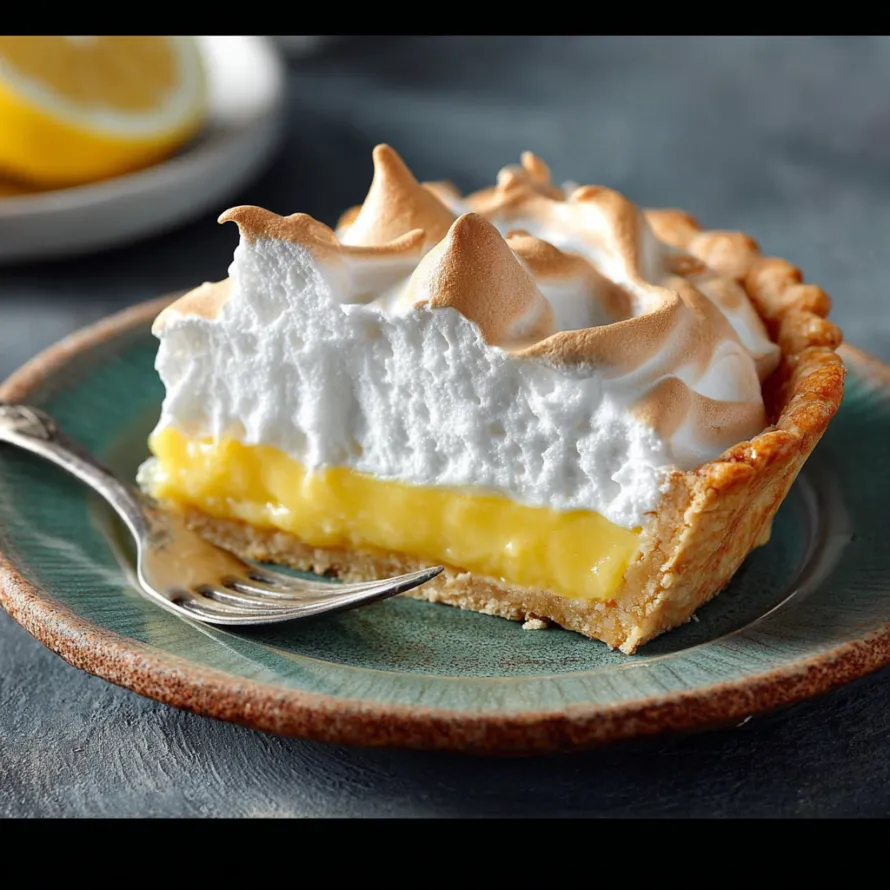A slice of lemon meringue pie.