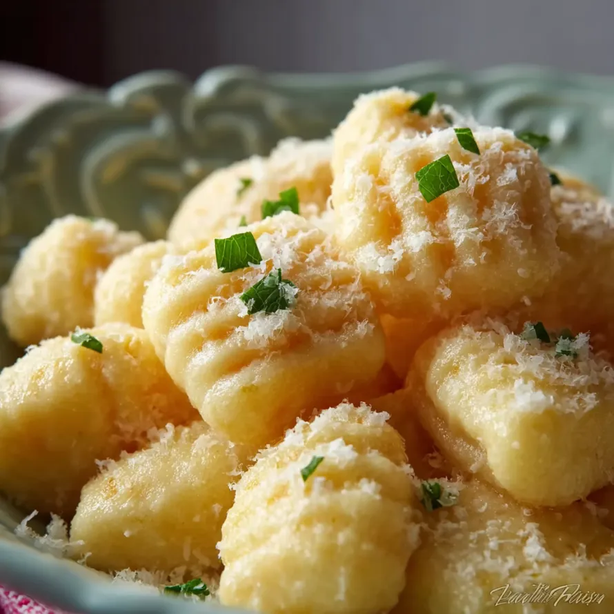 A bowl of potato gnocchi.