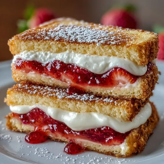 Fried Strawberry Cheesecake Sandwiches.