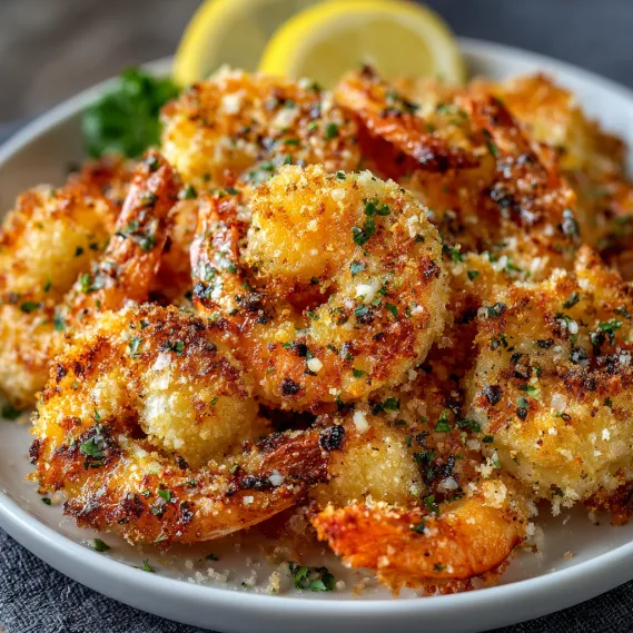 A plate of garlic parmesan shrimp.