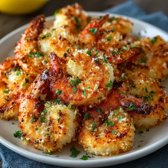 A plate of garlic parmesan shrimp.
