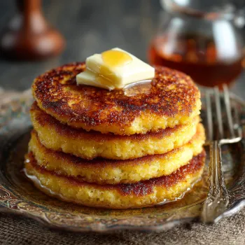 A stack of Southern Cornbread Hoecakes.