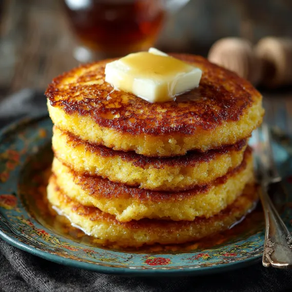 A stack of Southern Cornbread Hoecakes.