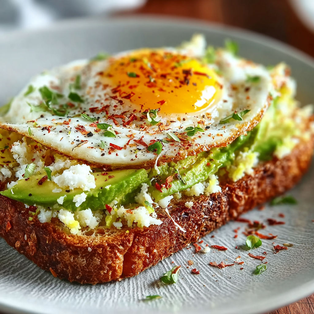 A breakfast sandwich with an egg and avocado.