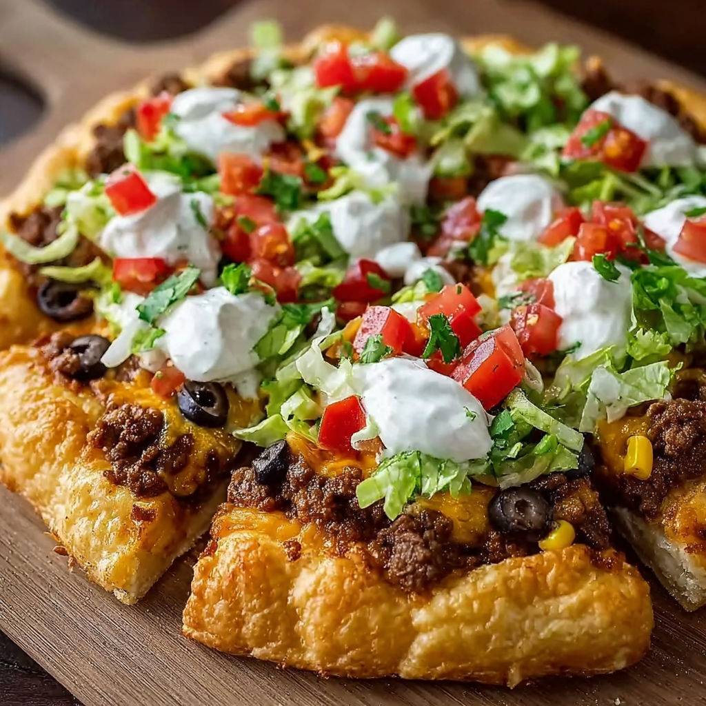 A pizza with tomatoes, lettuce, and cheese.