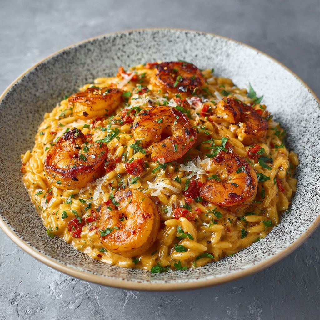 A plate of shrimp and rice.
