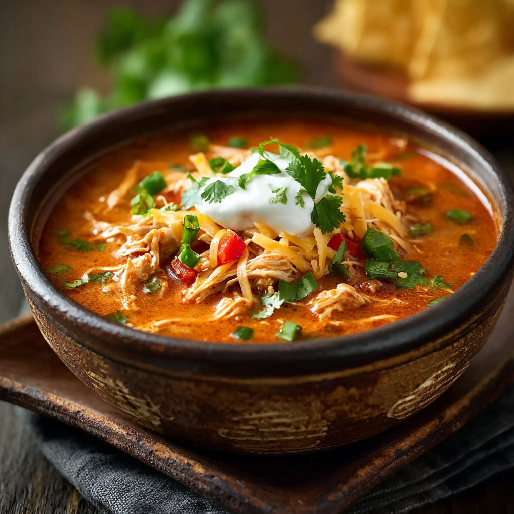 A bowl of chili's chicken enchilada soup.