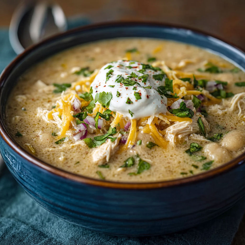 A bowl of soup with a white egg on top.