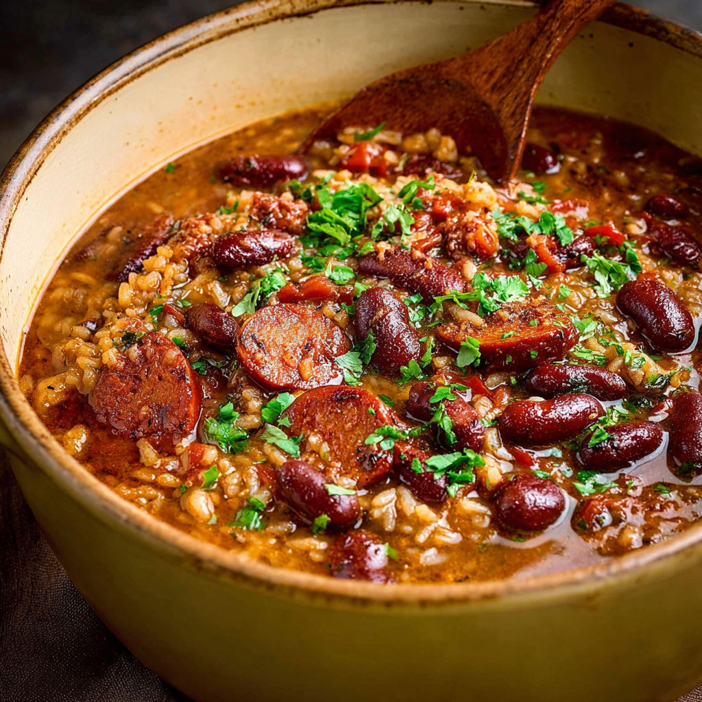 A bowl of red beans and rice.