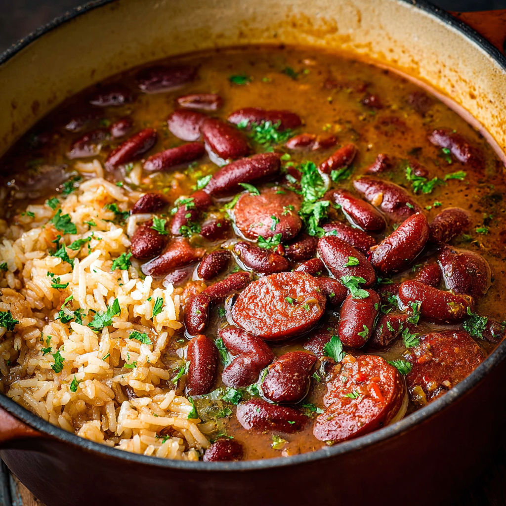 A bowl of red beans and rice.