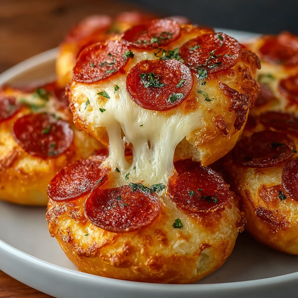 A plate of pepperoni and cheese bread.
