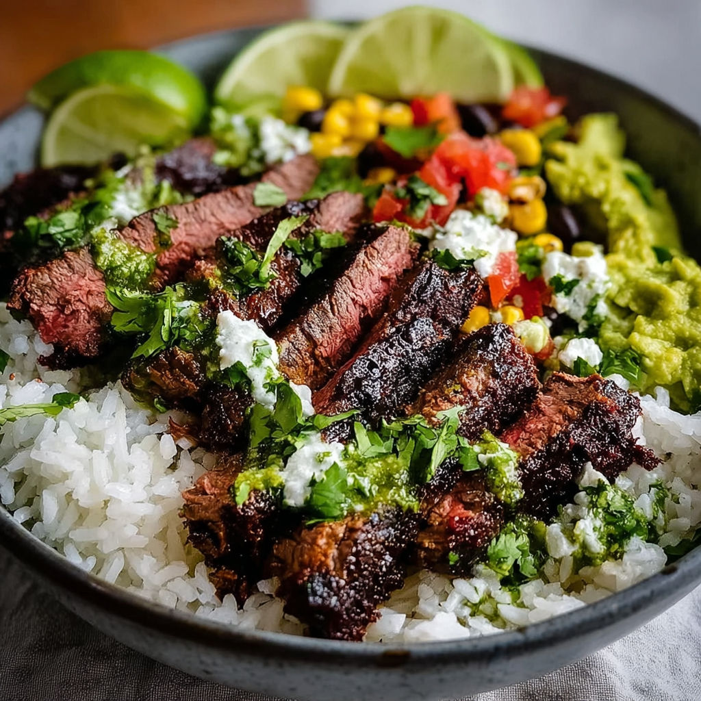 A bowl of food with rice, meat, and vegetables.