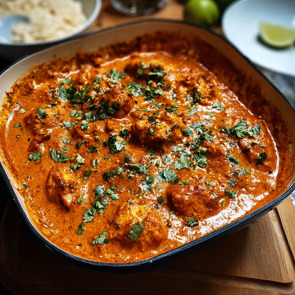 A bowl of chicken tikka masala.