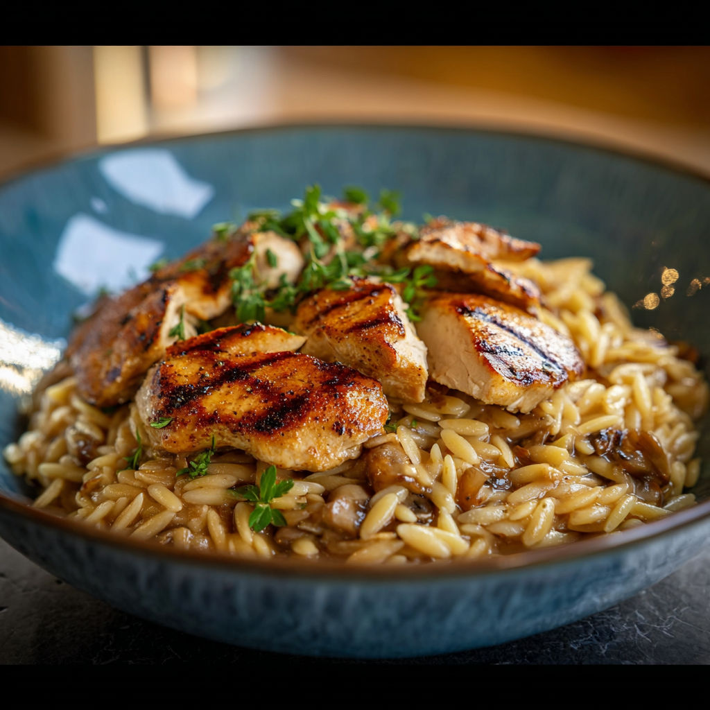 A bowl of food with rice and chicken.