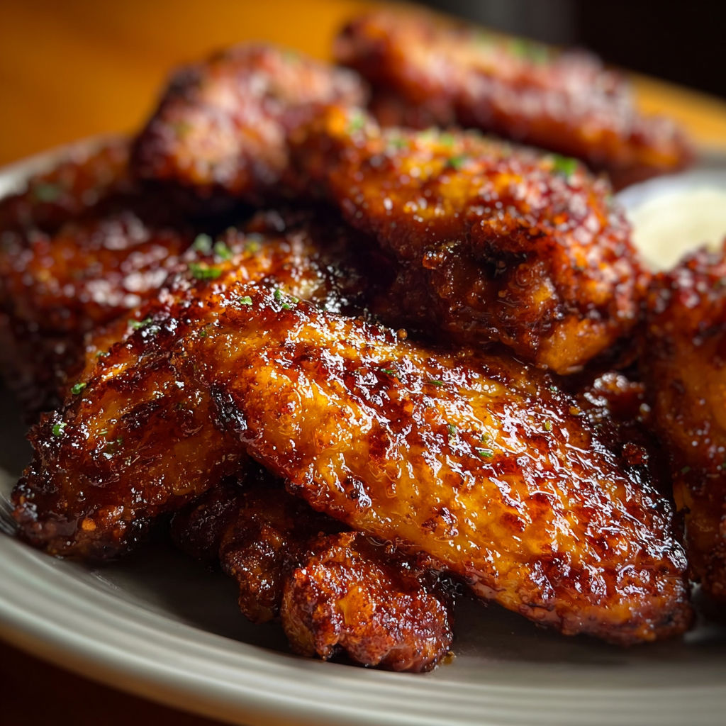 A plate of fried chicken wings.