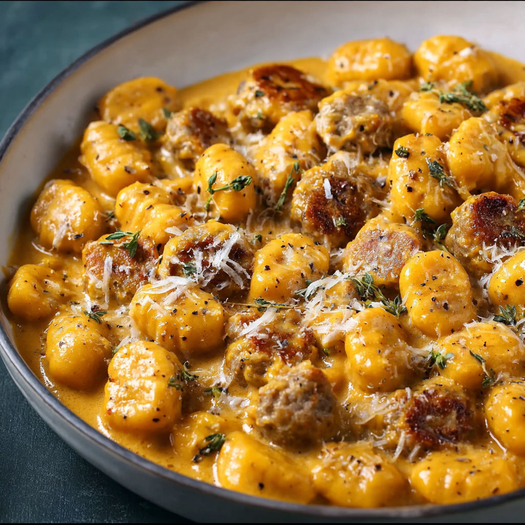 A bowl of pasta with meat and cheese.