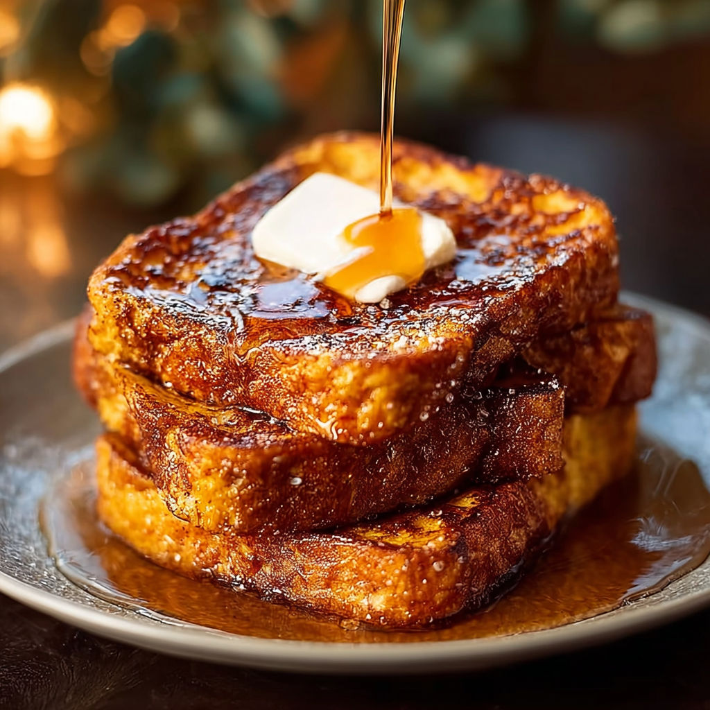 French toast with syrup and butter.
