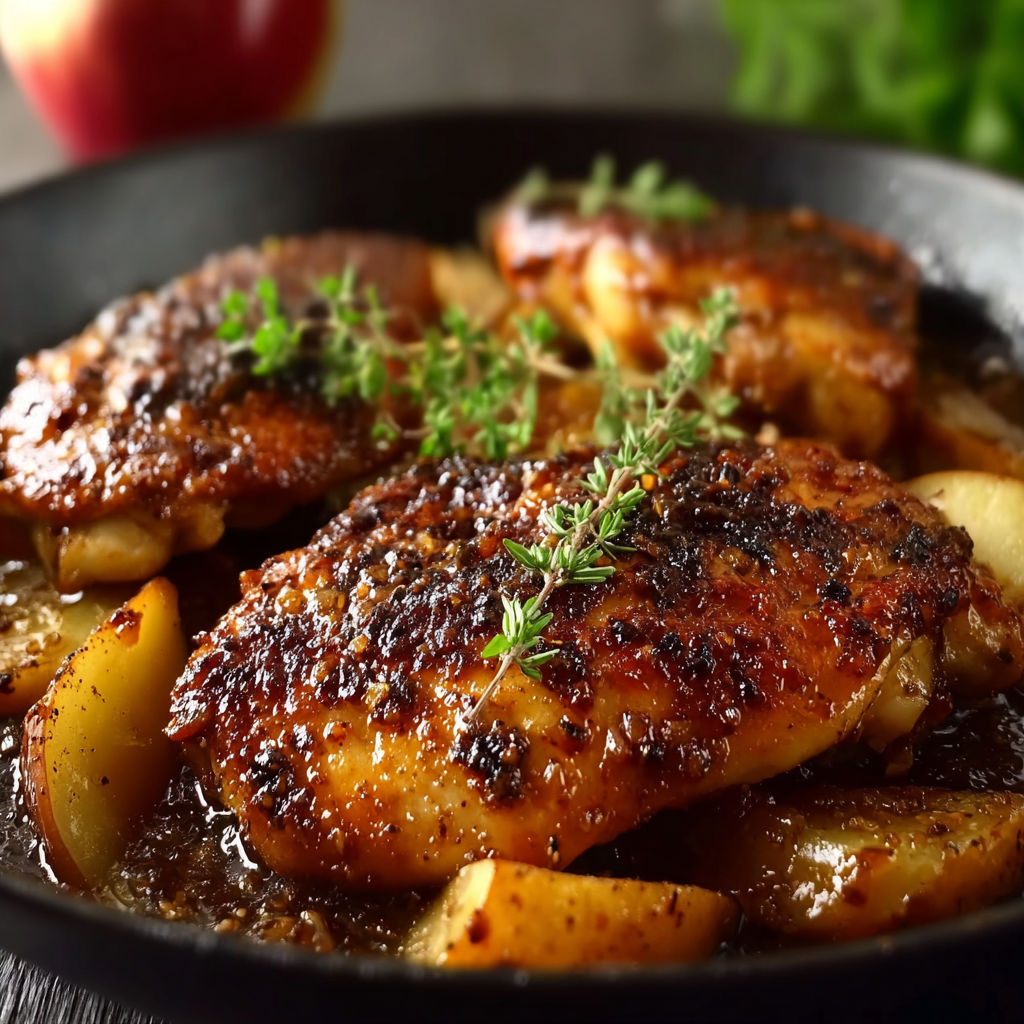 A plate of chicken with herbs on top.