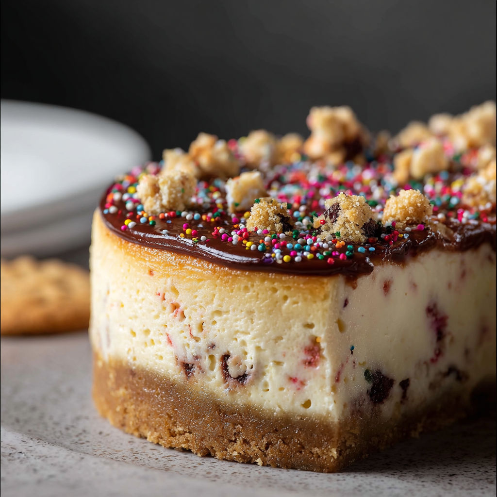 A slice of cake with chocolate and sprinkles.