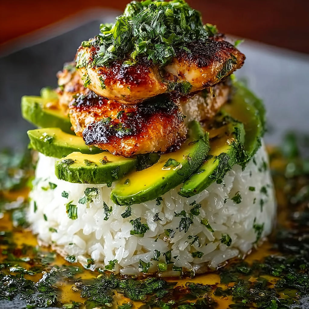 A plate of food with rice and chicken.
