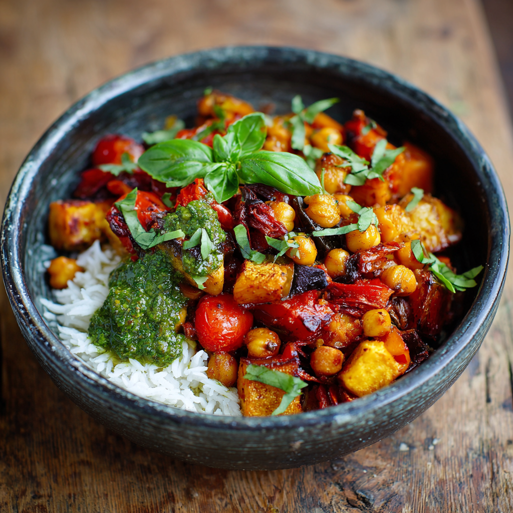 A bowl of vegetarian food.