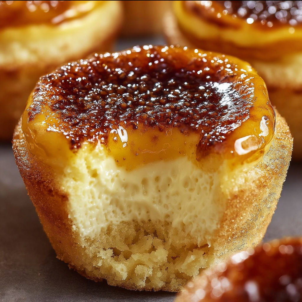 A slice of vanilla bean crème brûlée cheesecake cupcake.