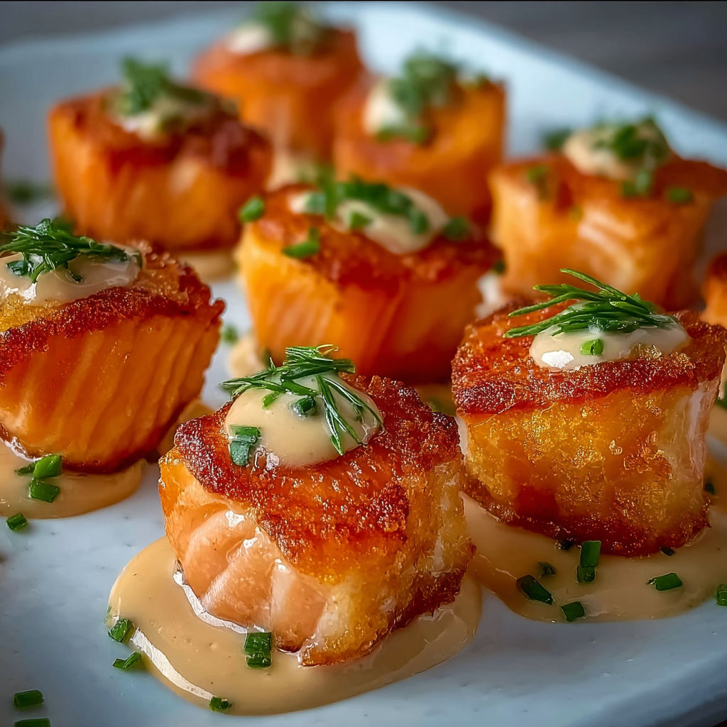 Homemade Crispy Bang Bang Salmon Bites.