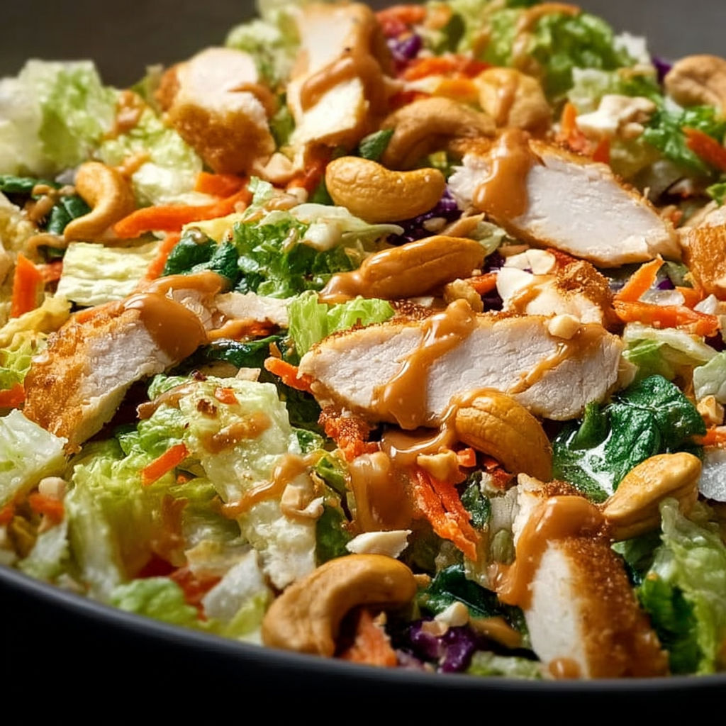 A bowl of chicken cashew crunch salad.