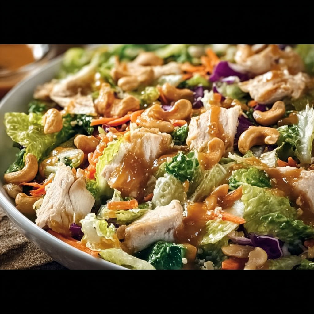 A bowl of chicken cashew crunch salad.