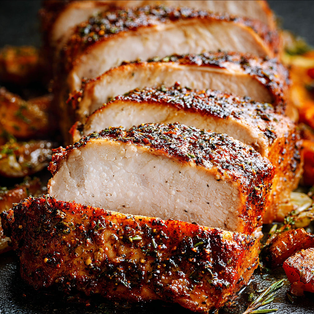 A roast of meat on a table.