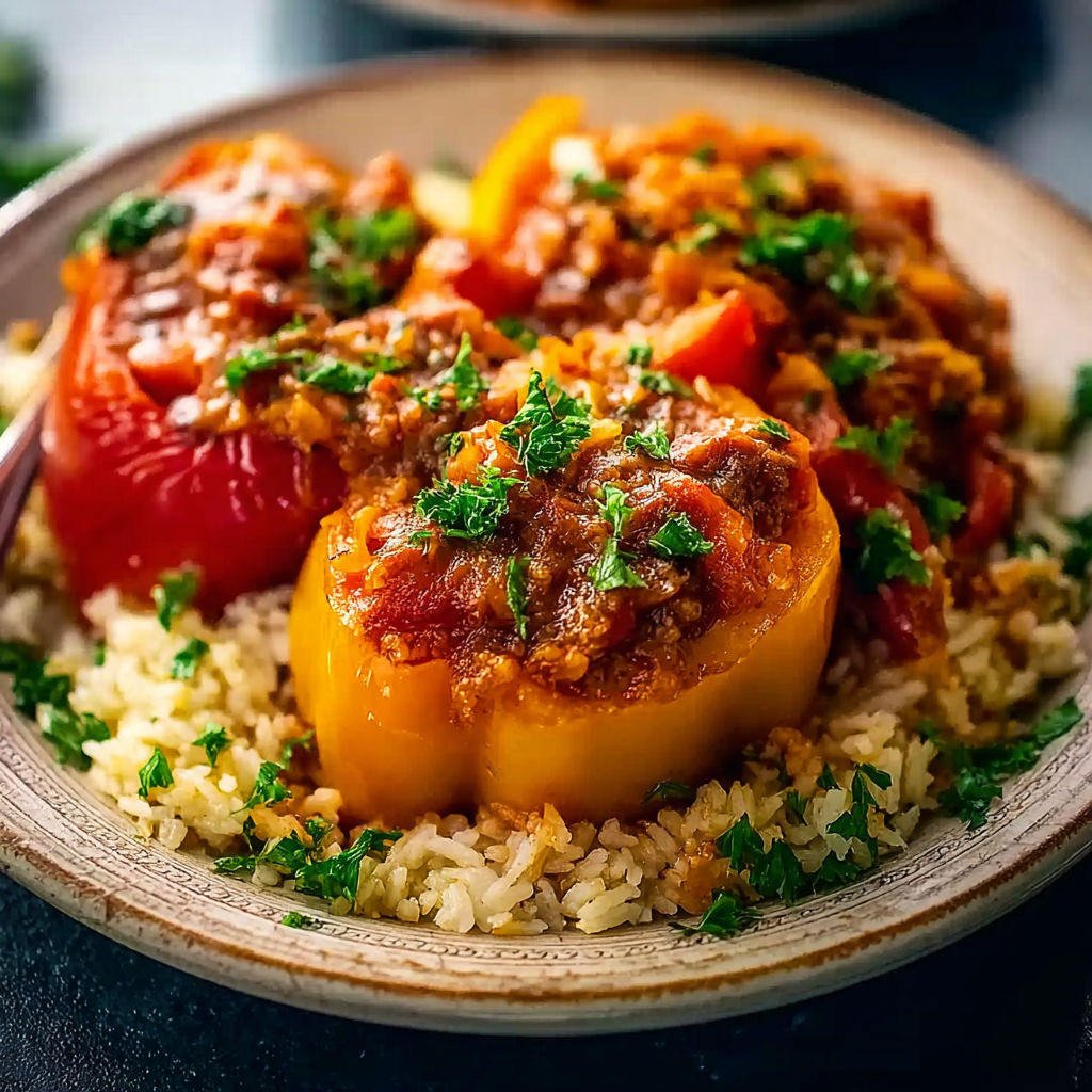 A bowl of food with tomatoes and rice.