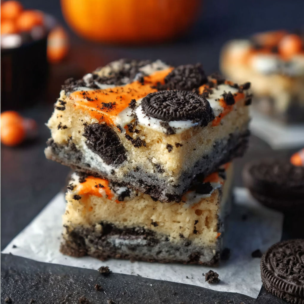 Halloween Oreo Cake Bars 🍪🧡.