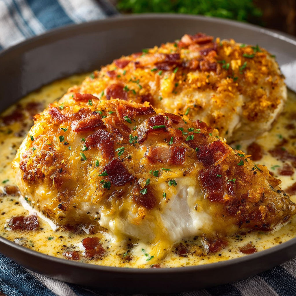 A plate of food with bacon and cheese.