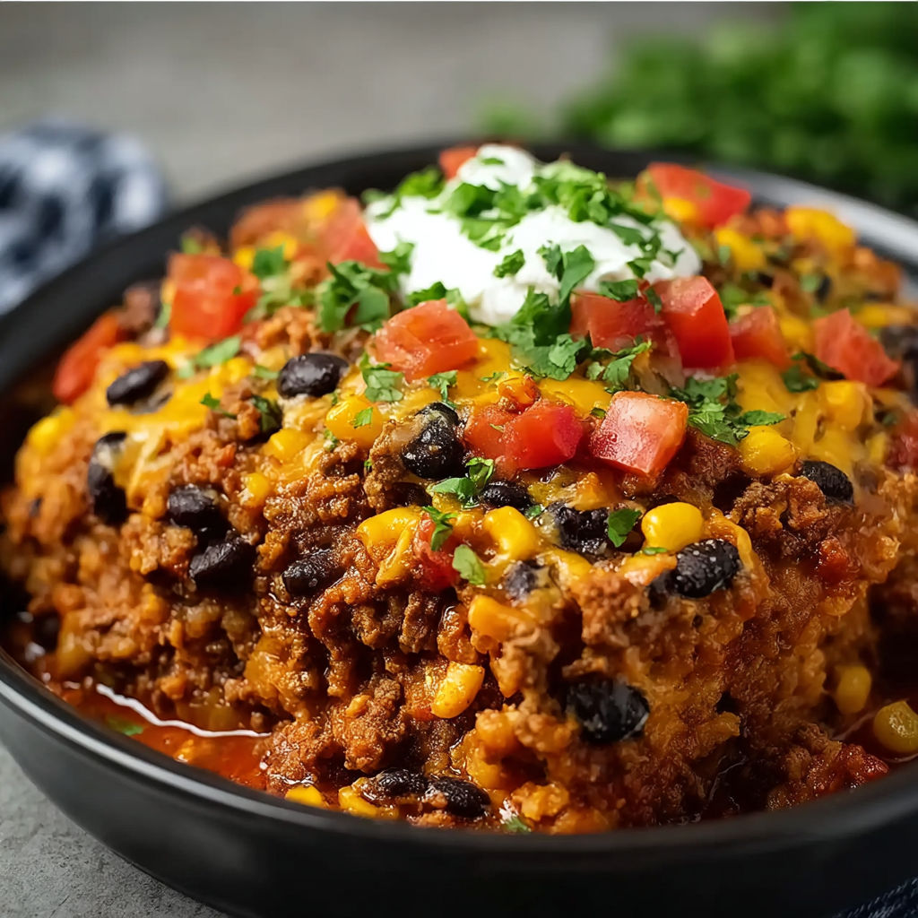 A bowl of food with tomatoes, corn, and beans.