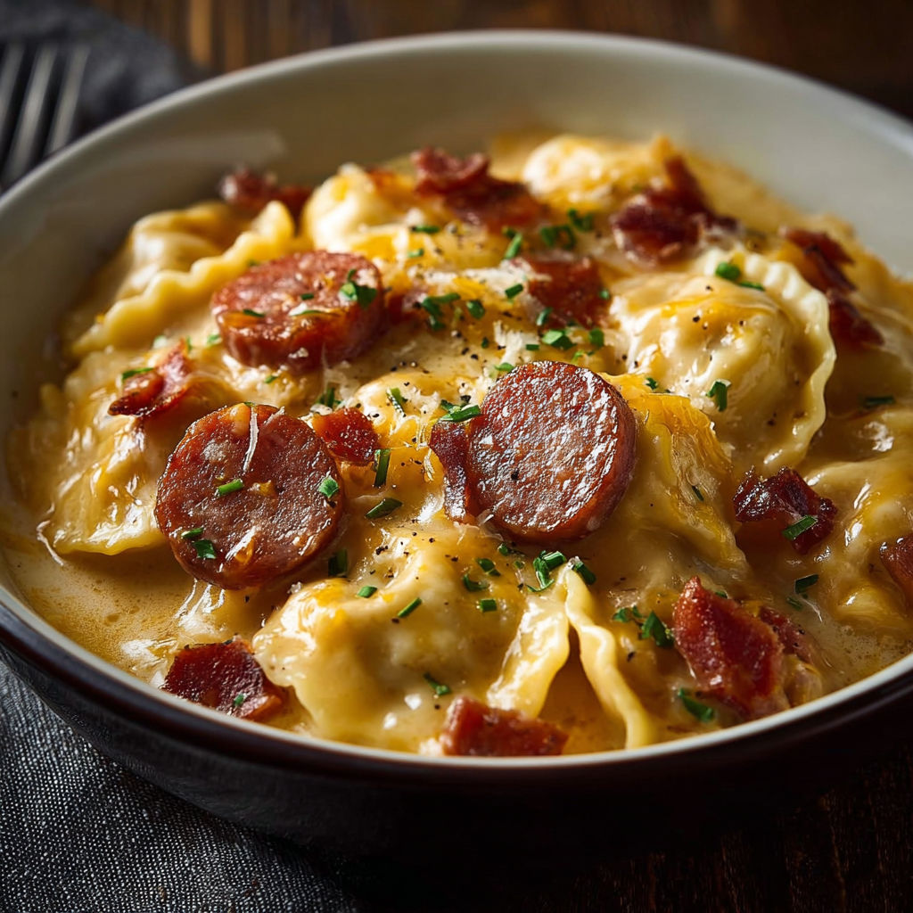 A bowl of pasta with meatballs and cheese.
