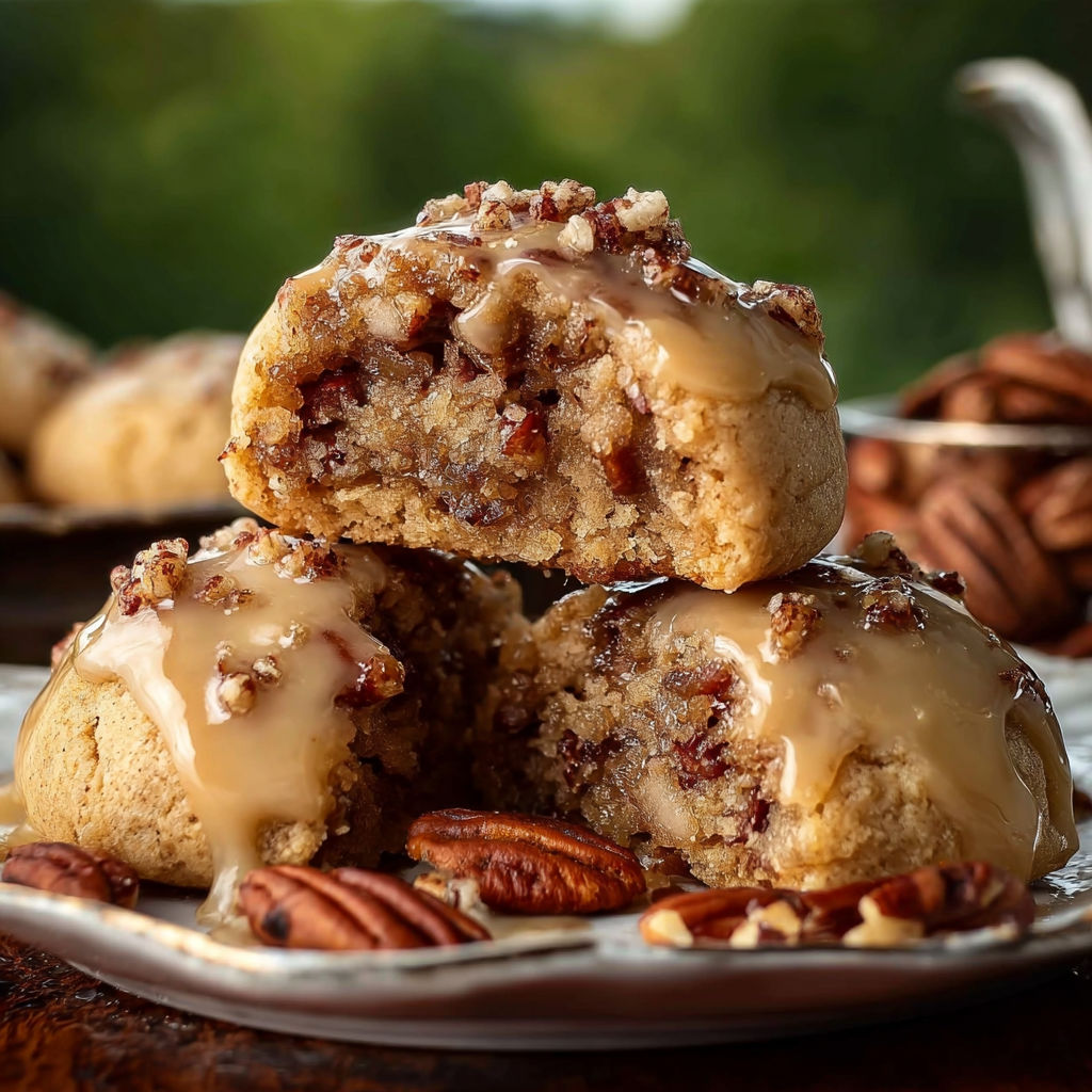 Three gourmet maple pecan pie stuffed cookies.