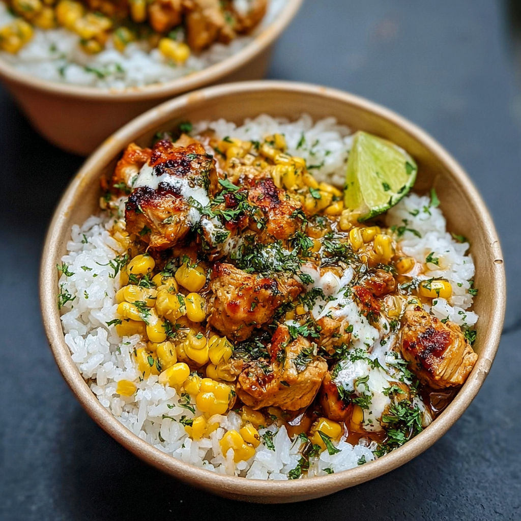 Two bowls of Mexican-style chicken and corn rice.