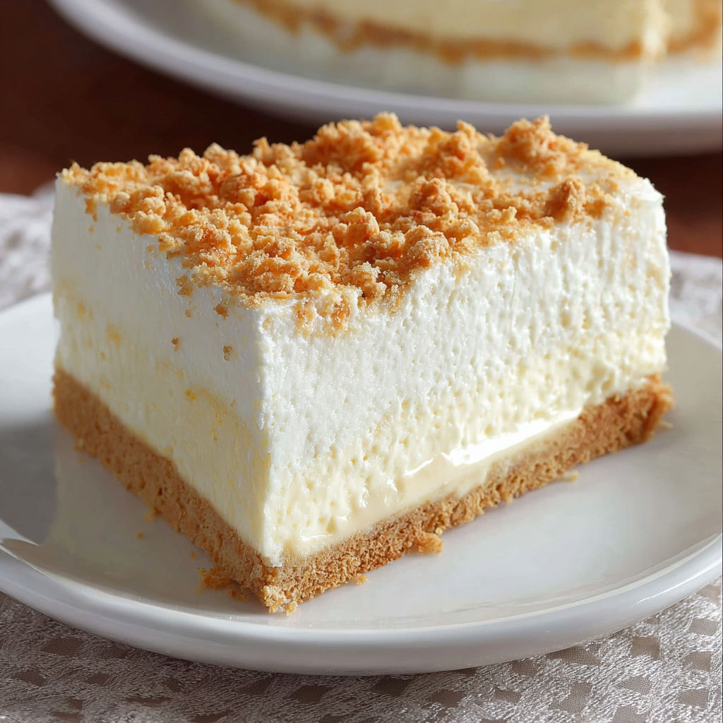 A slice of classic no-bake woolworth cheesecake.