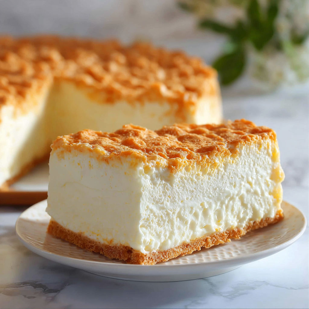 A slice of classic no-bake woolworth cheesecake.