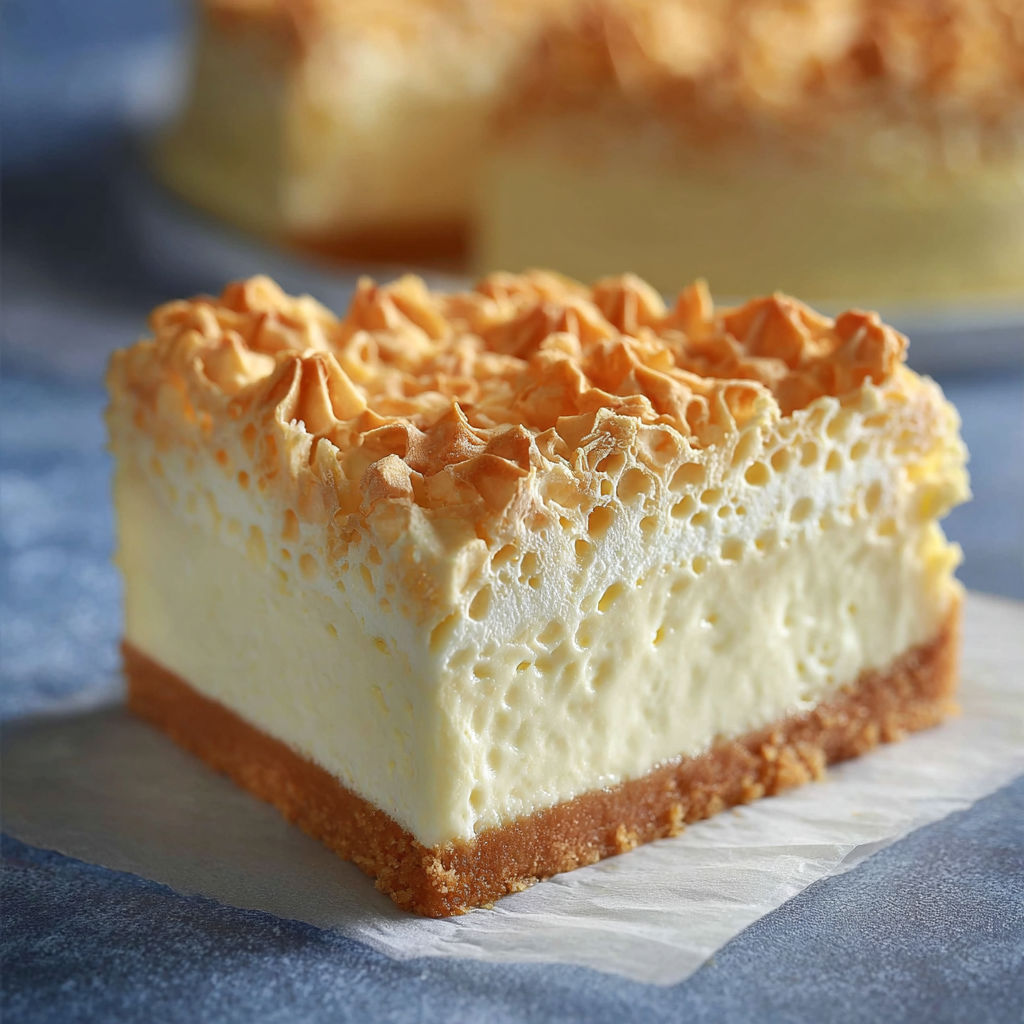 A slice of classic no-bake Woolworth cheesecake.