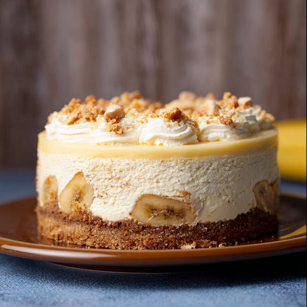 A slice of banana pudding cheesecake.