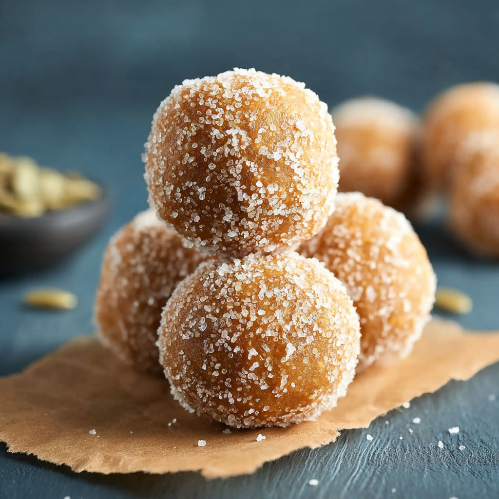 A stack of sugar coated donuts.