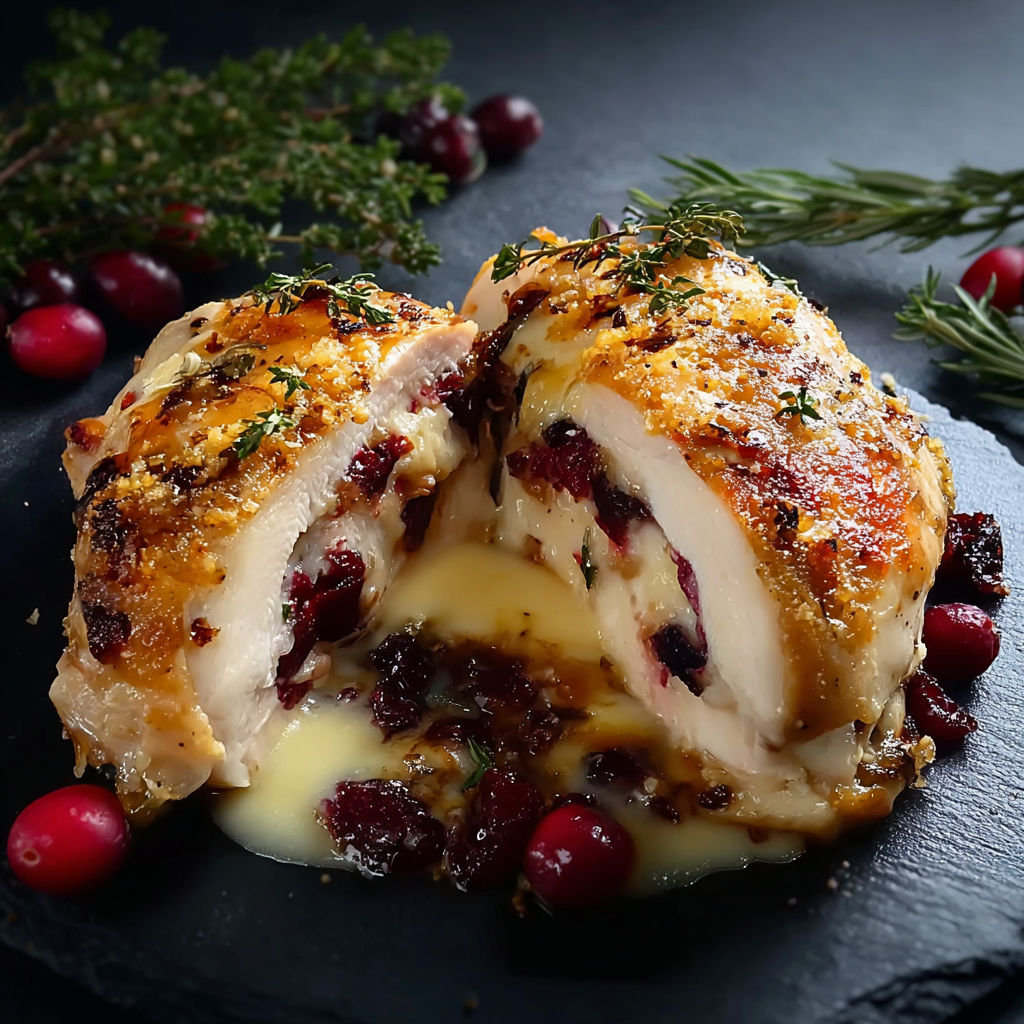 A chicken breast with a sauce on top.