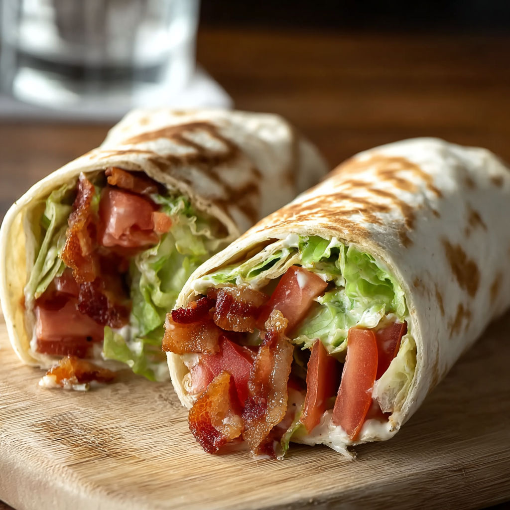 A gourmet BLT wrap with a secret sauce.