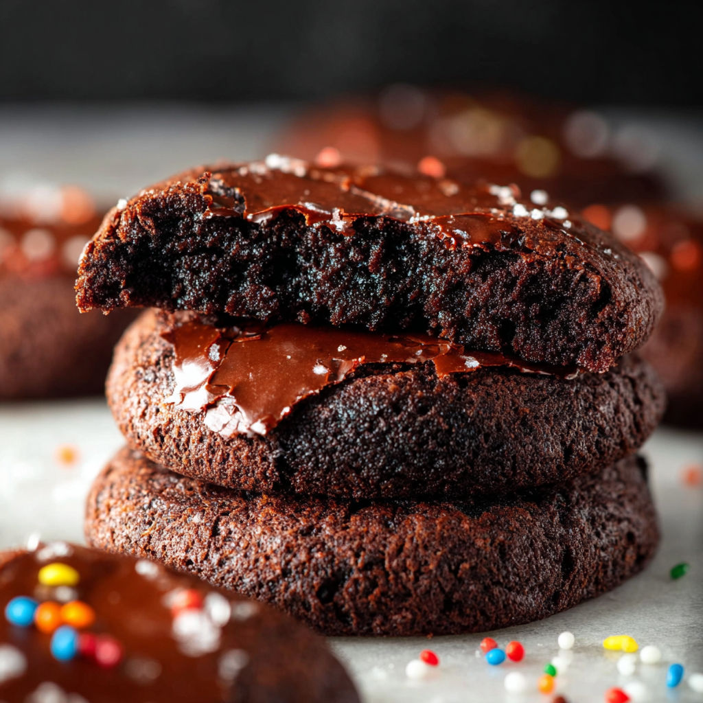 Chocolate chip cookies with chocolate drizzle.